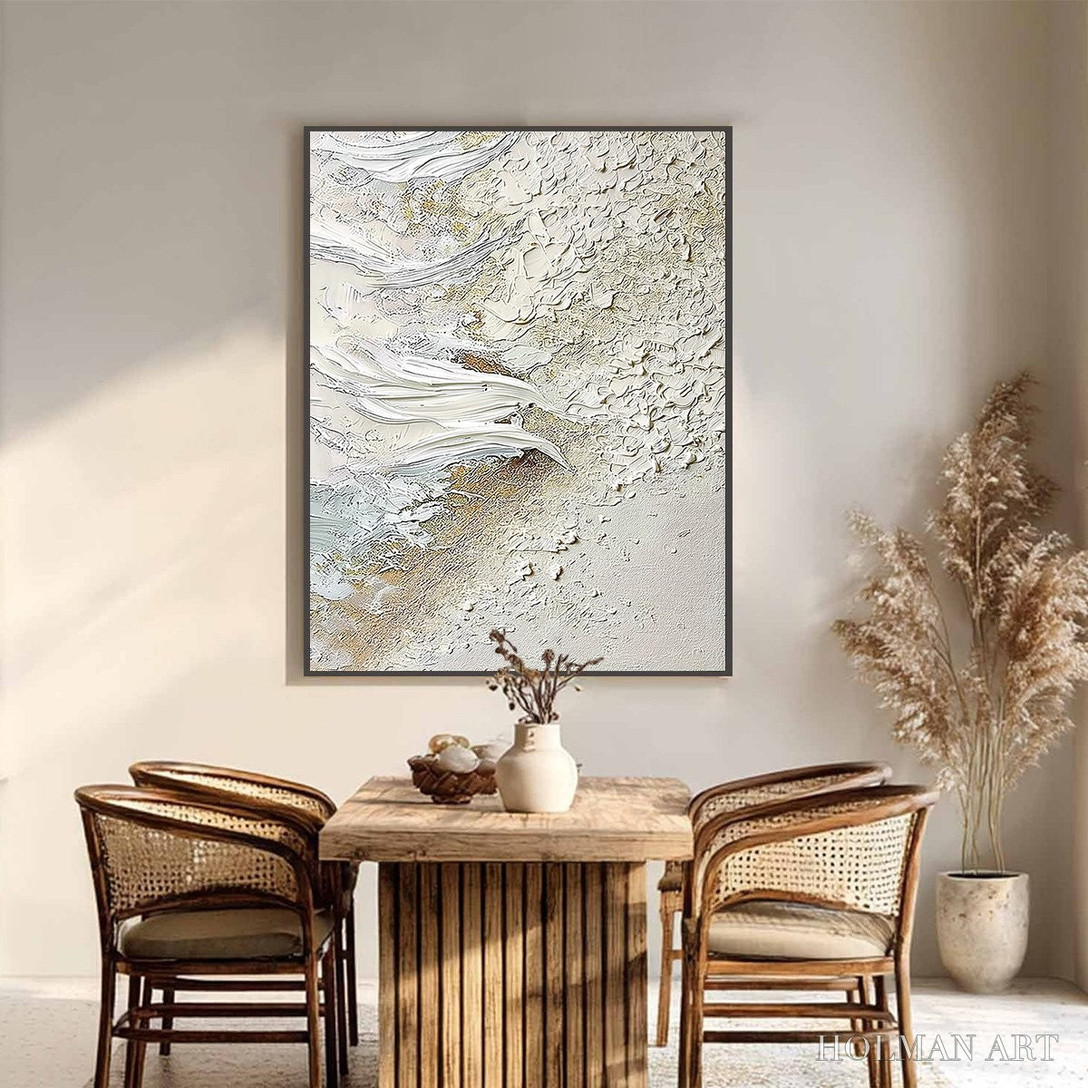 HOLMAN ART Whitewater Whisper – Textured Wabi Sabi Abstract Seascape Painting - image 6