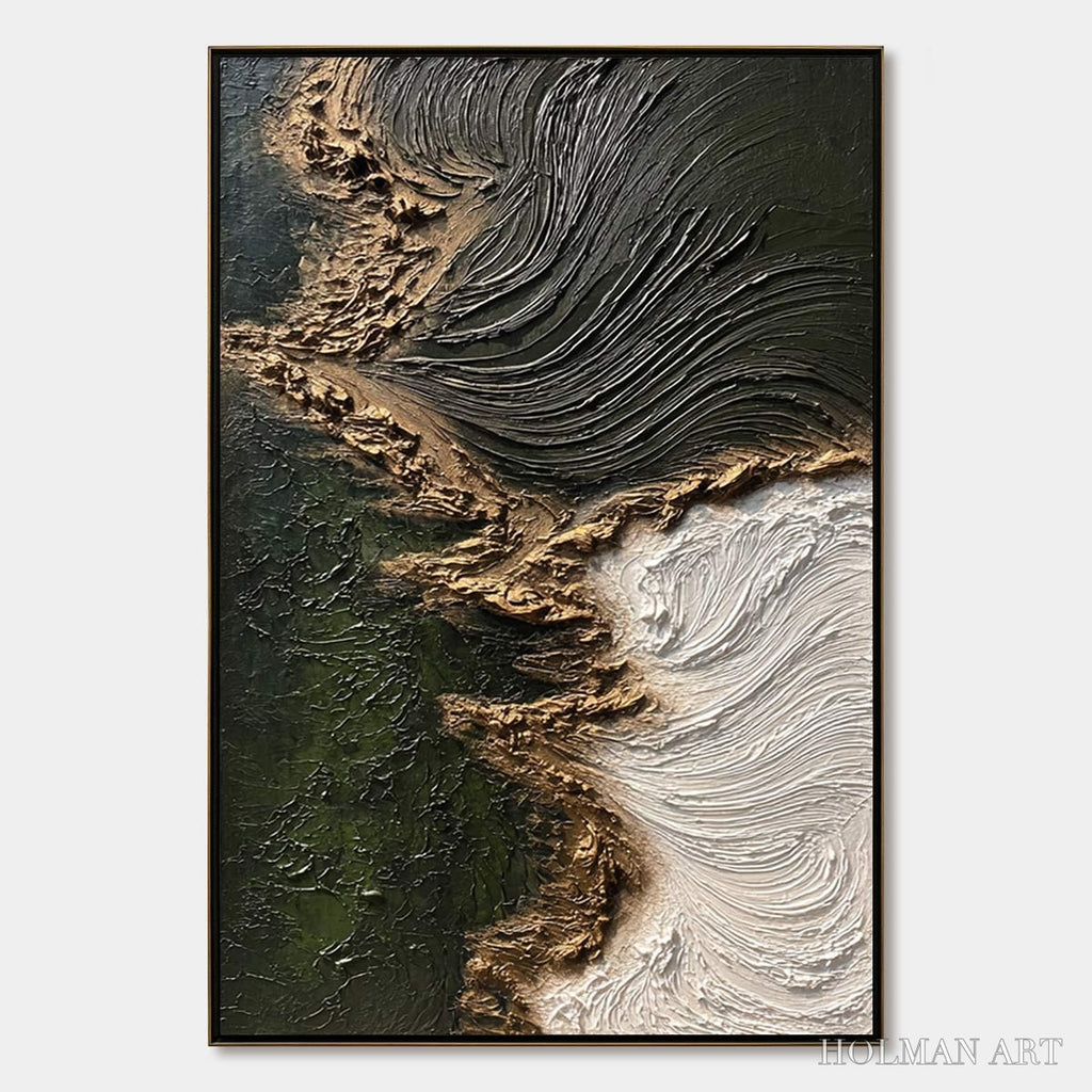 HOLMAN ART Emerald Shore – Wabi Sabi Textured Abstract Coastal Painting - image 1