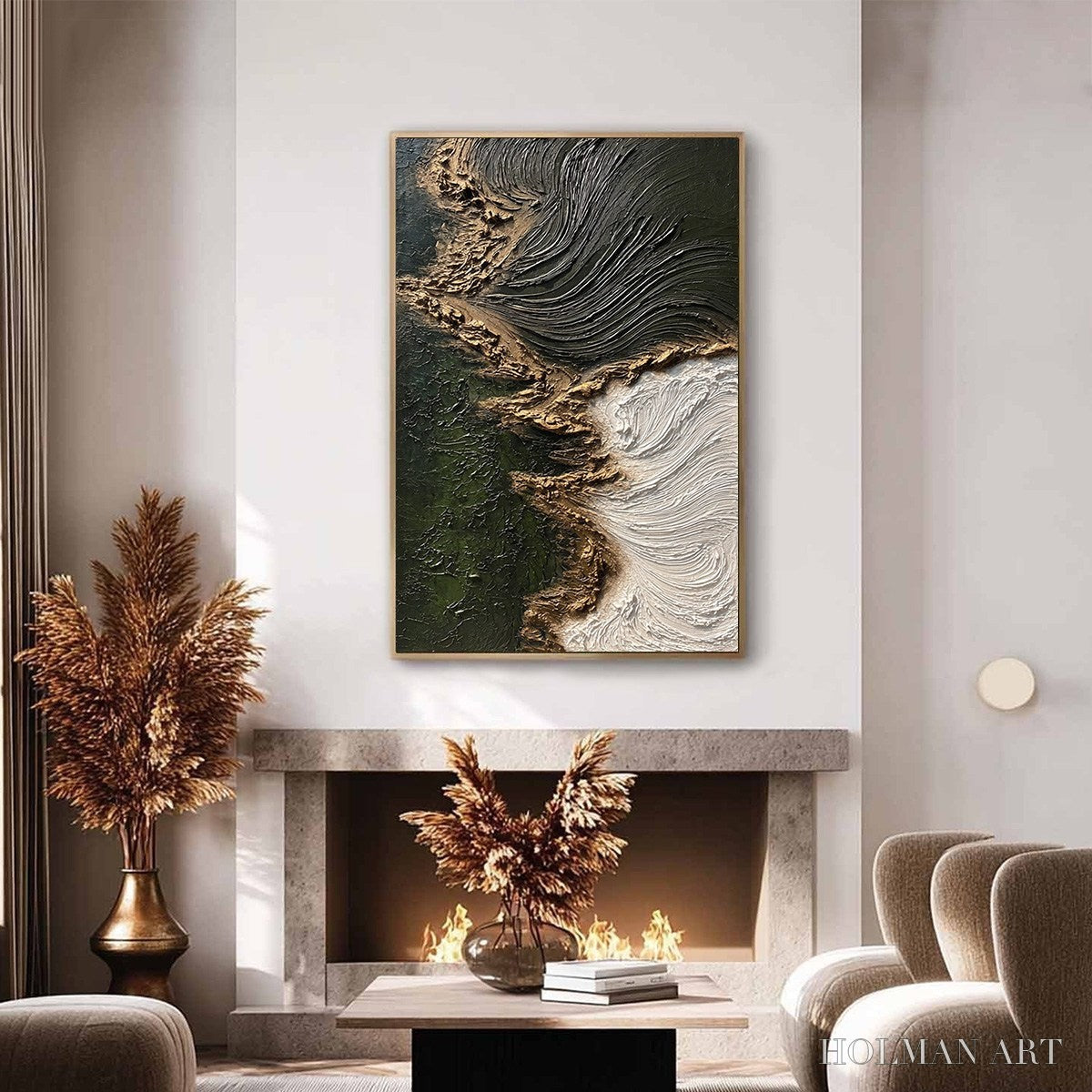 HOLMAN ART Emerald Shore – Wabi Sabi Textured Abstract Coastal Painting - image 4
