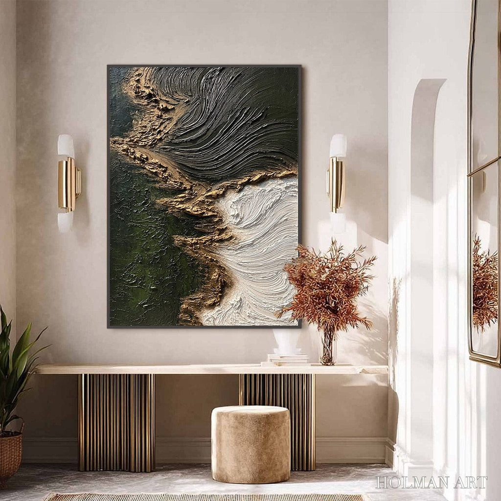 HOLMAN ART Emerald Shore – Wabi Sabi Textured Abstract Coastal Painting - image 6