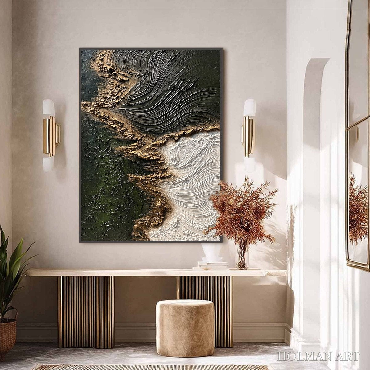 HOLMAN ART Emerald Shore – Wabi Sabi Textured Abstract Coastal Painting - image 6