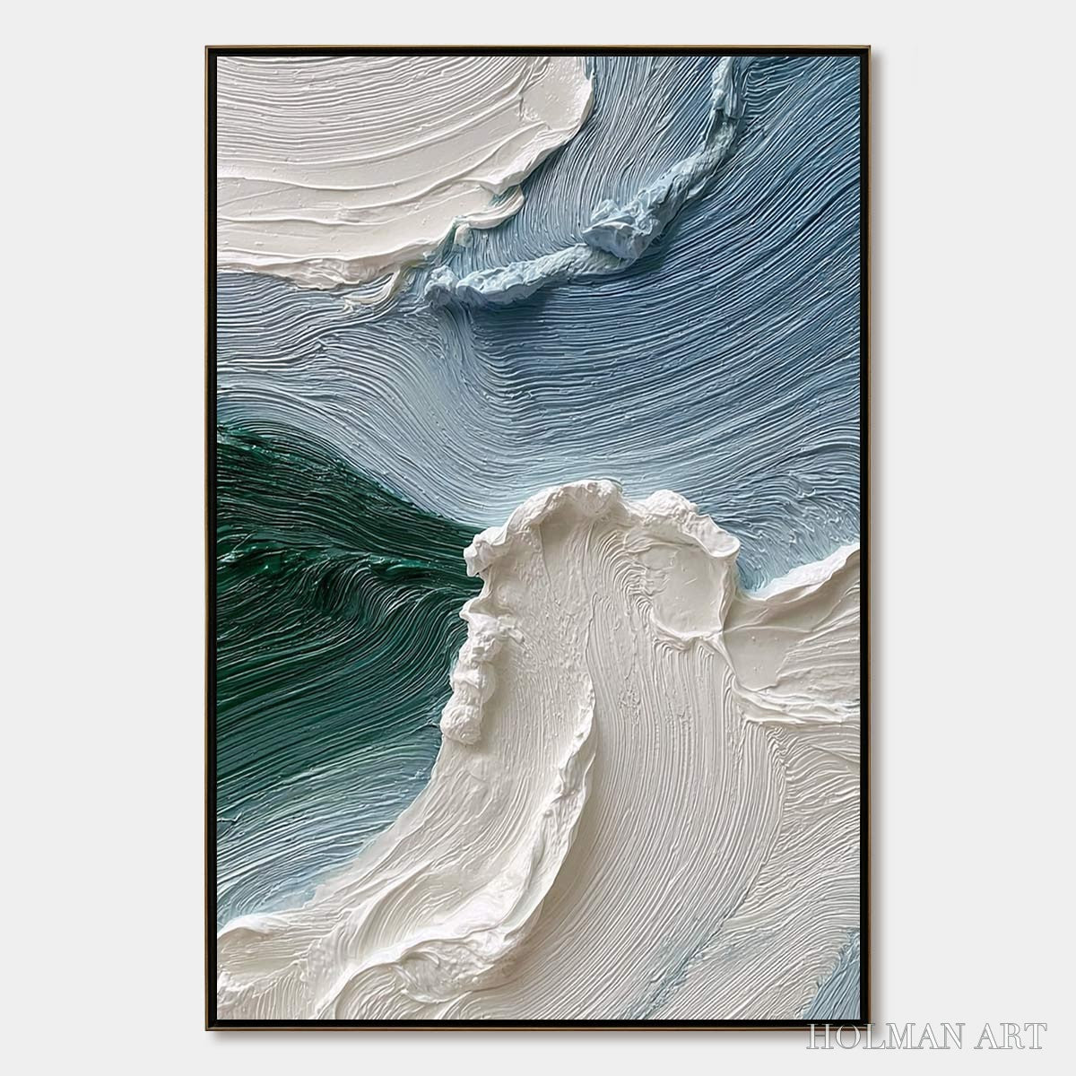 HOLMAN ART Aegean Crest – Heavily Textured Wabi Sabi Abstract Seascape Painting - image 1