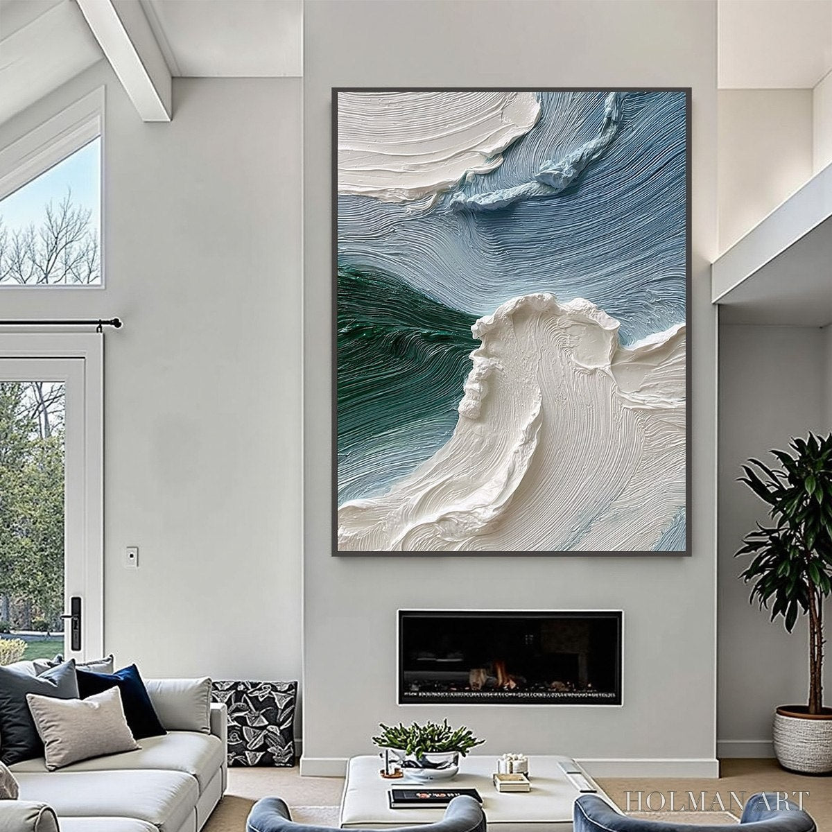 HOLMAN ART Aegean Crest – Heavily Textured Wabi Sabi Abstract Seascape Painting - image 4
