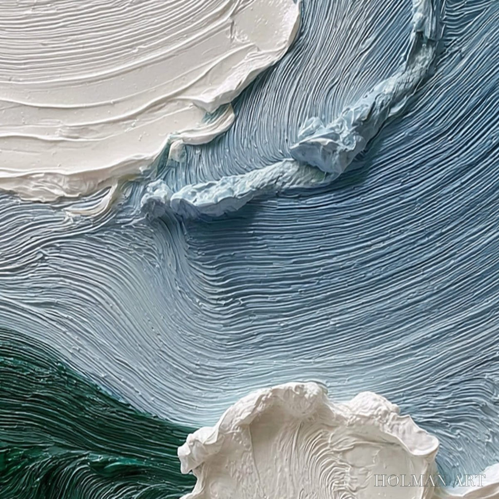 HOLMAN ART Aegean Crest – Heavily Textured Wabi Sabi Abstract Seascape Painting - image 5
