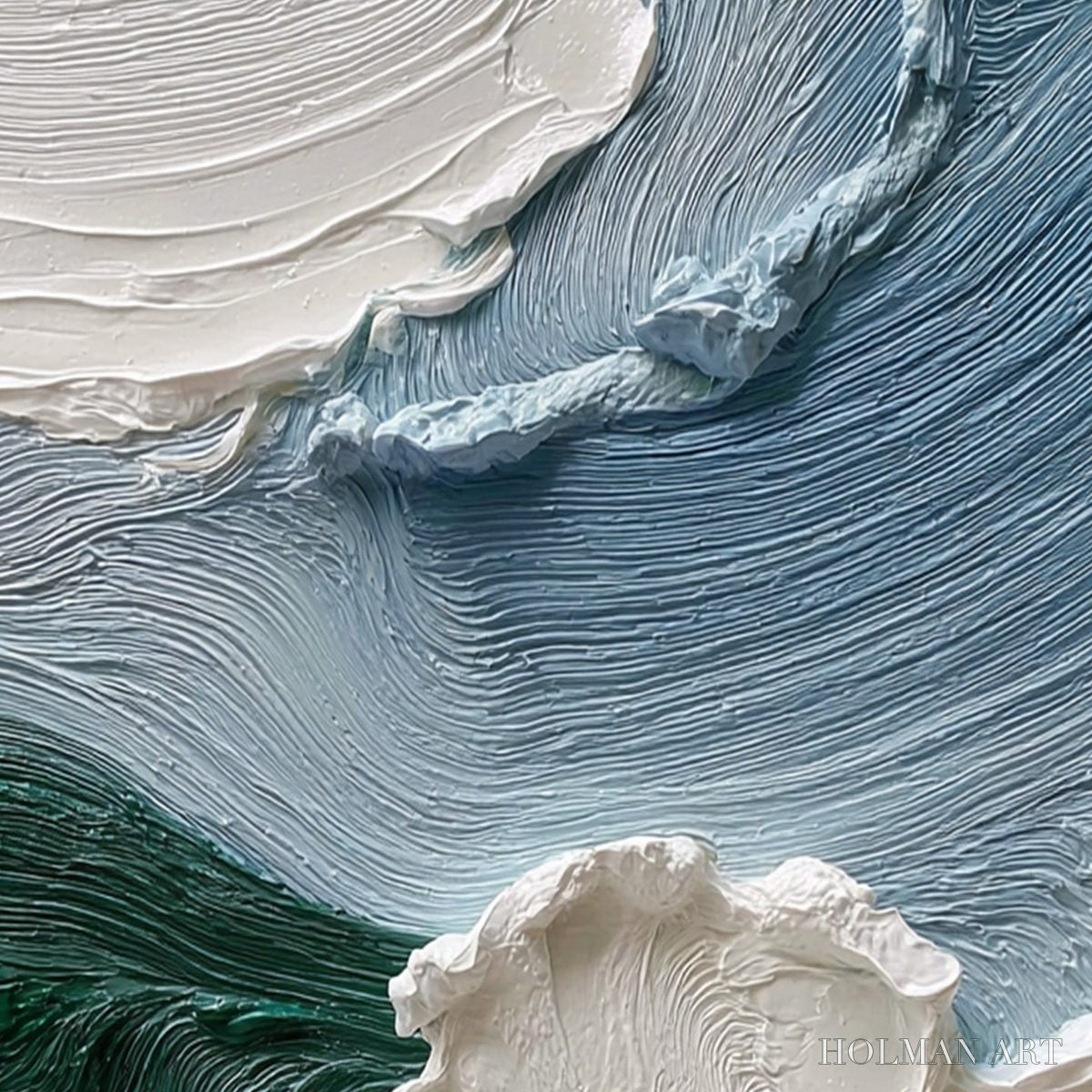 HOLMAN ART Aegean Crest – Heavily Textured Wabi Sabi Abstract Seascape Painting - image 5