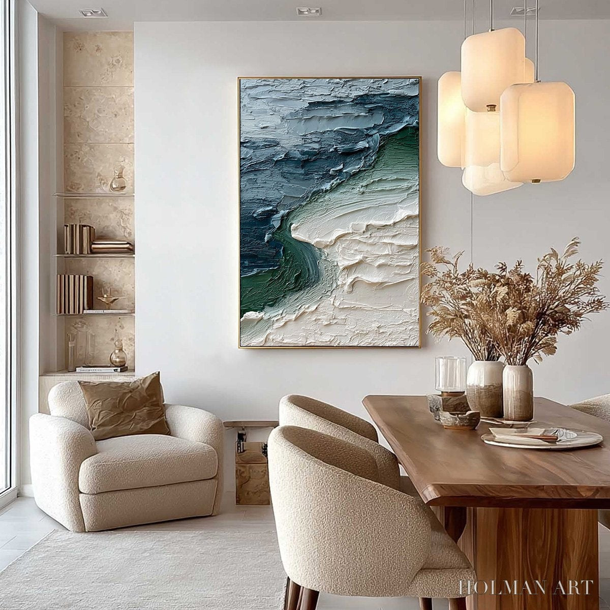 HOLMAN ART Tidal Convergence – Textured Wabi Sabi Abstract Seascape Painting - image 4