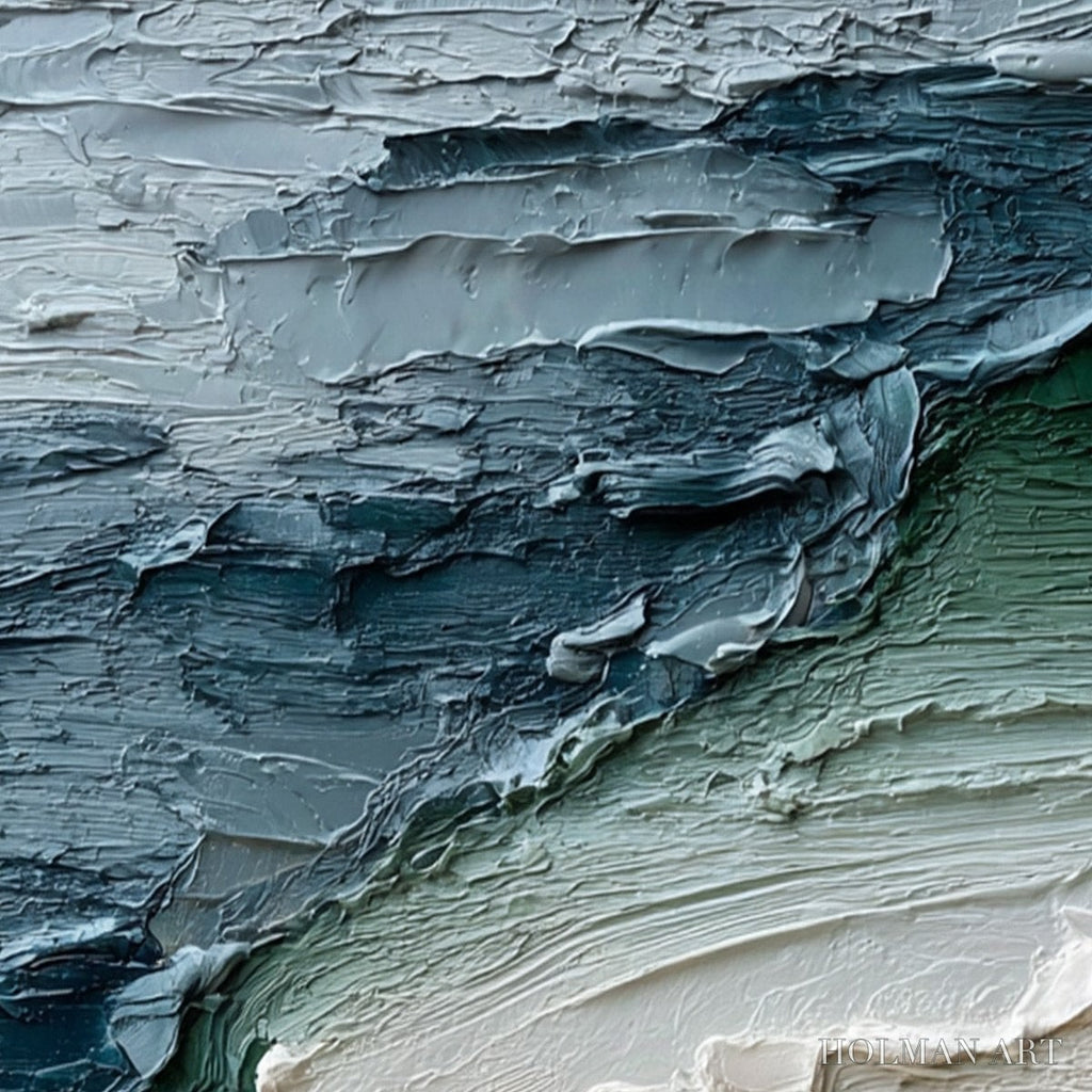 HOLMAN ART Tidal Convergence – Textured Wabi Sabi Abstract Seascape Painting - image 5