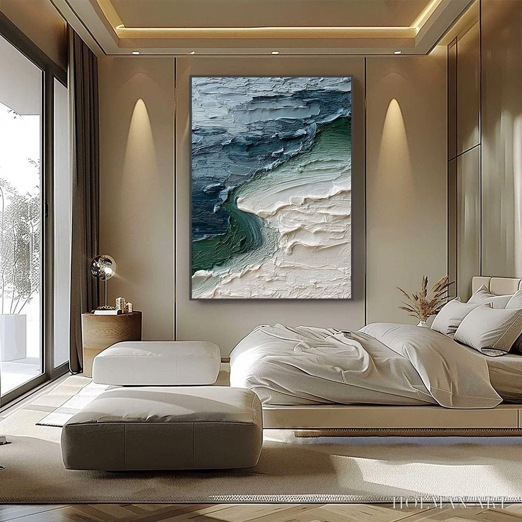 HOLMAN ART Tidal Convergence – Textured Wabi Sabi Abstract Seascape Painting - image 6