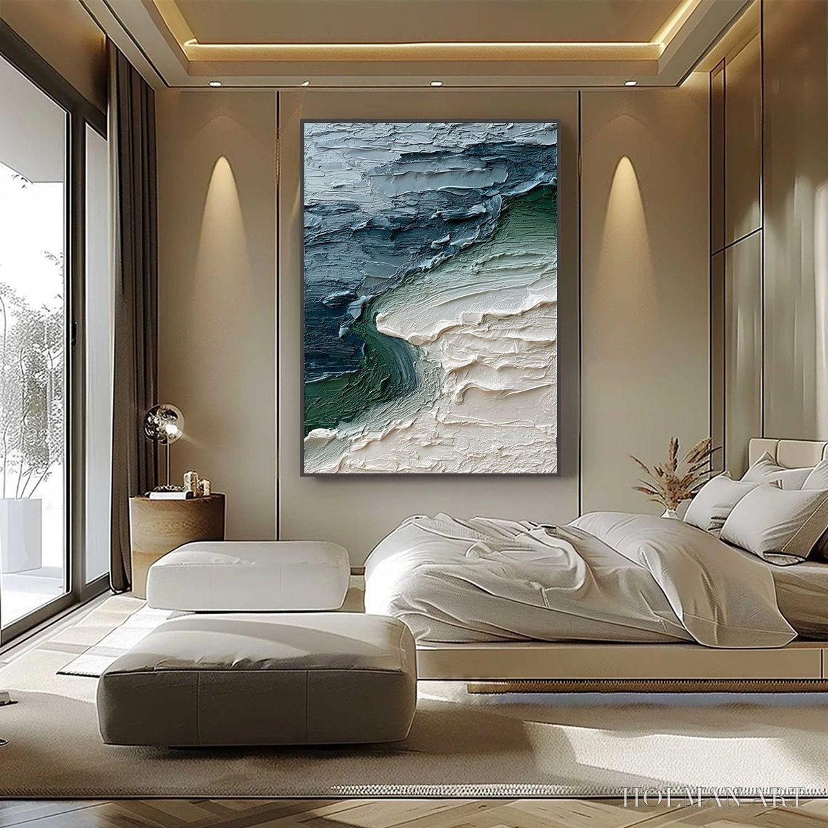 HOLMAN ART Tidal Convergence – Textured Wabi Sabi Abstract Seascape Painting - image 6