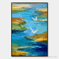 HOLMAN ART Aquamarine Sojourn – Textured Impasto Coastal Landscape Painting with Birds - image 1