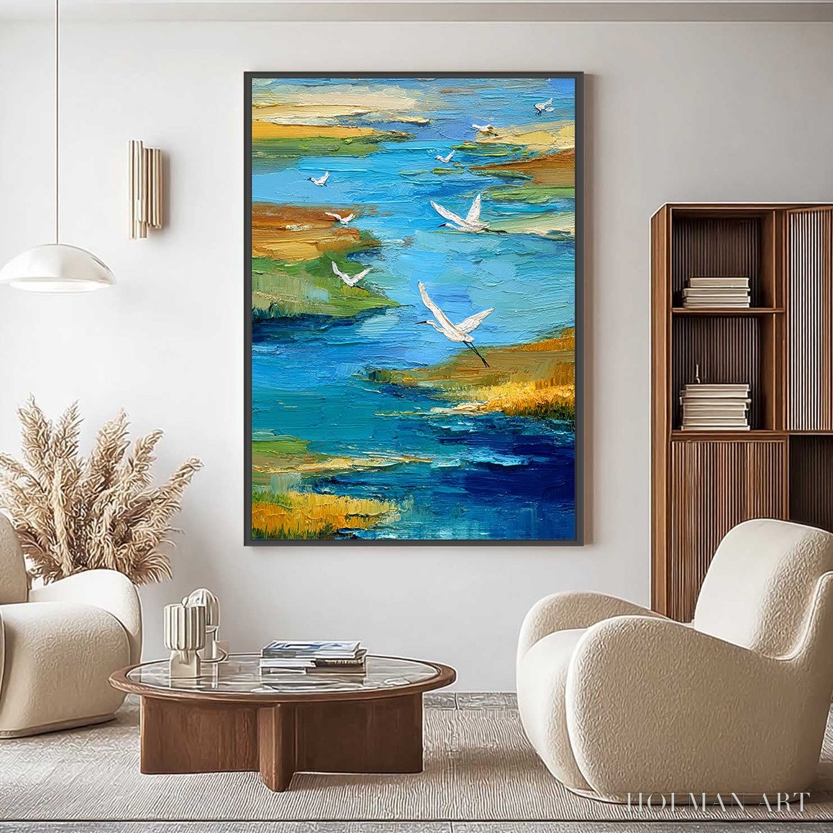 HOLMAN ART Aquamarine Sojourn – Textured Impasto Coastal Landscape Painting with Birds - image 2