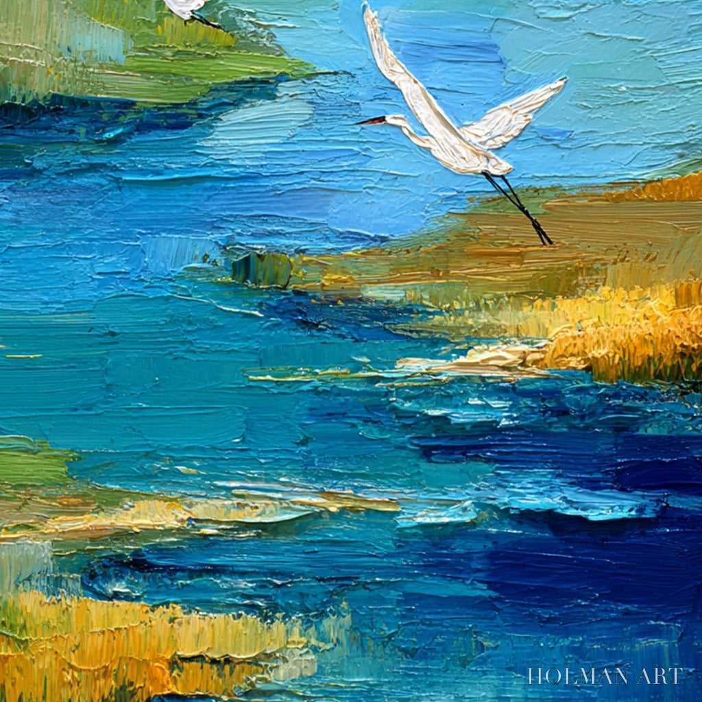 HOLMAN ART Aquamarine Sojourn – Textured Impasto Coastal Landscape Painting with Birds - image 3