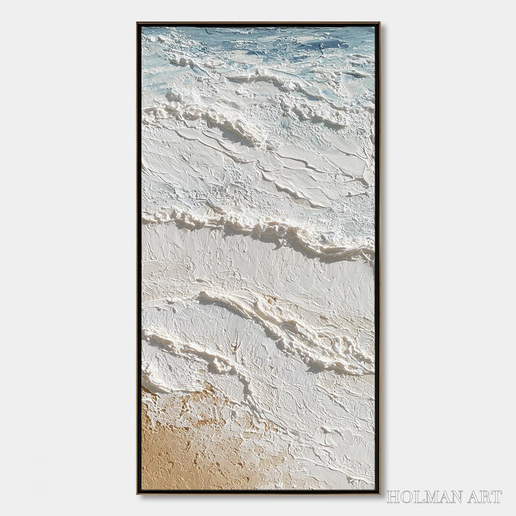 HOLMAN ART Shoreline Whispers – Textured Wabi Sabi Coastal Painting - image 1