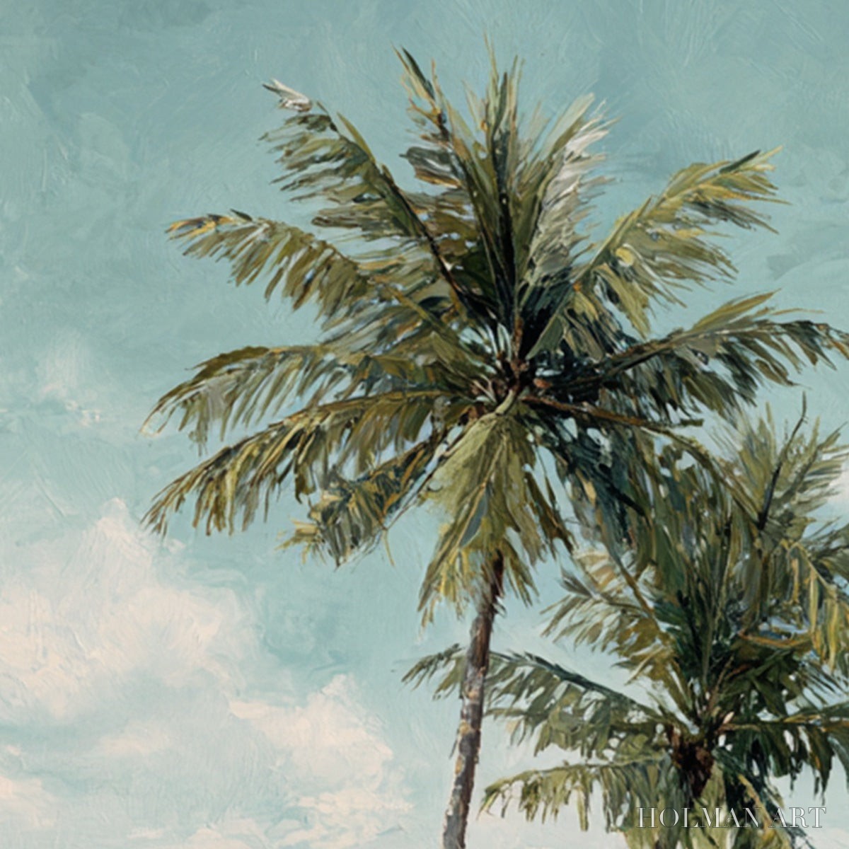 HOLMAN ART Ocean Breeze – Serene Coastal Palm Tree Beach Painting - image 5
