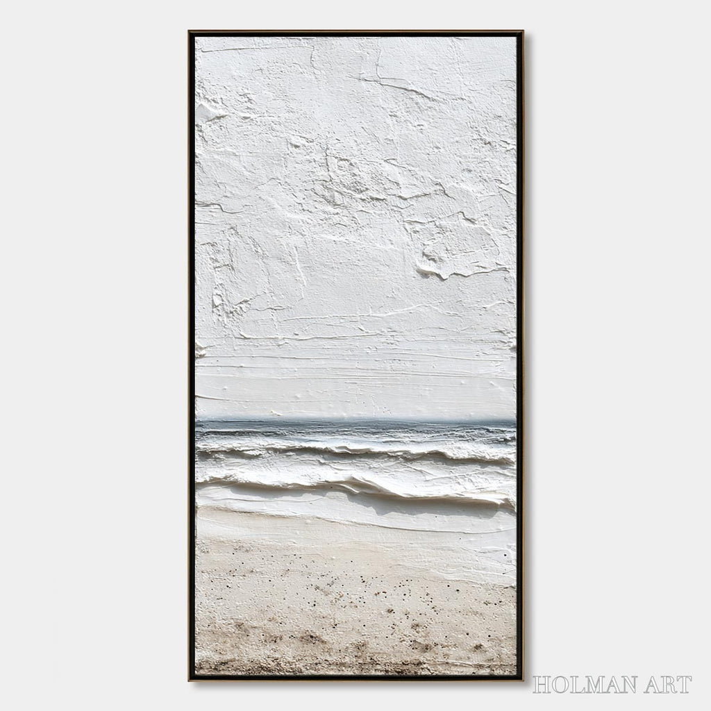 HOLMAN ART Whispering Tide – Textured Wabi Sabi Beach Scene Painting - image 1