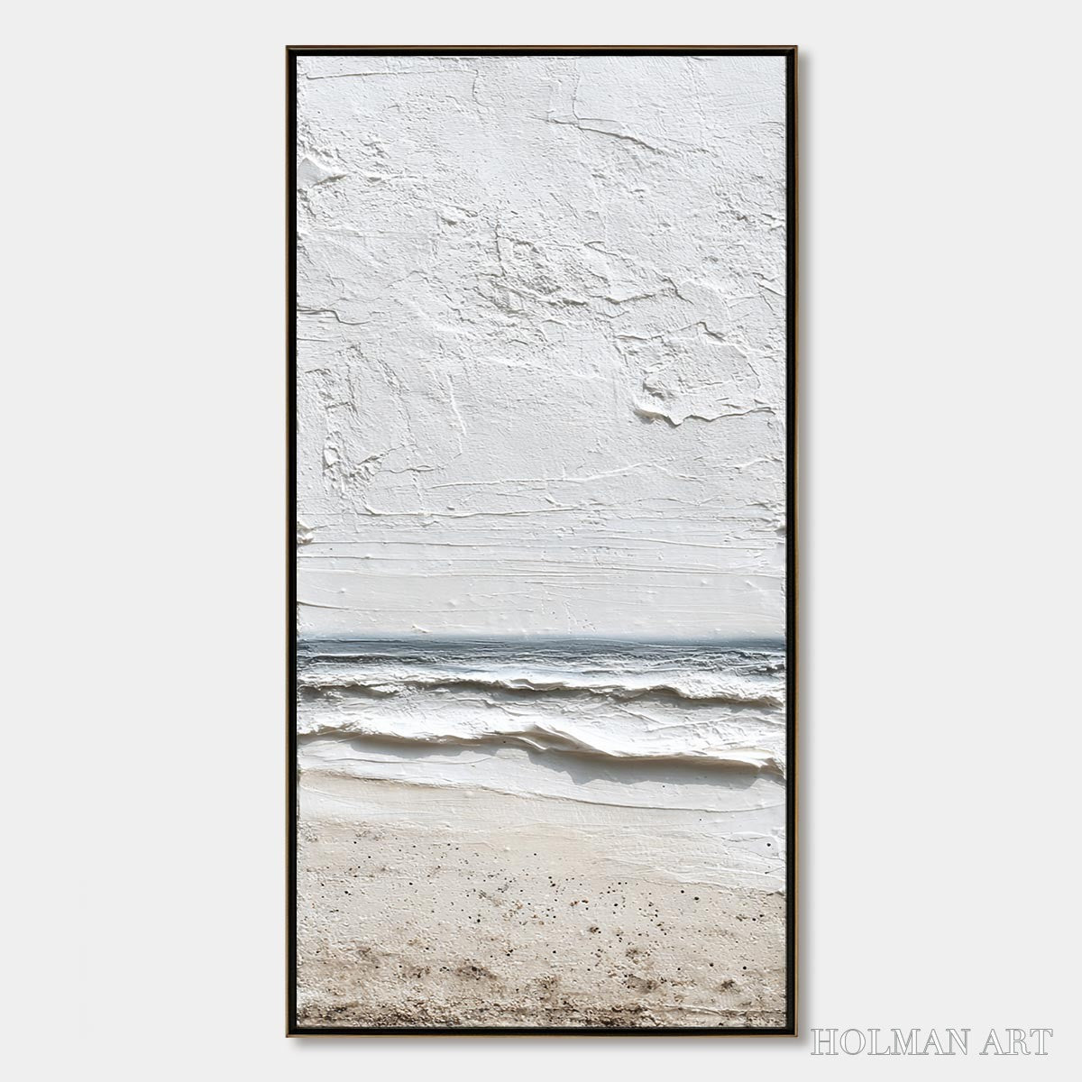 HOLMAN ART Whispering Tide – Textured Wabi Sabi Beach Scene Painting - image 1