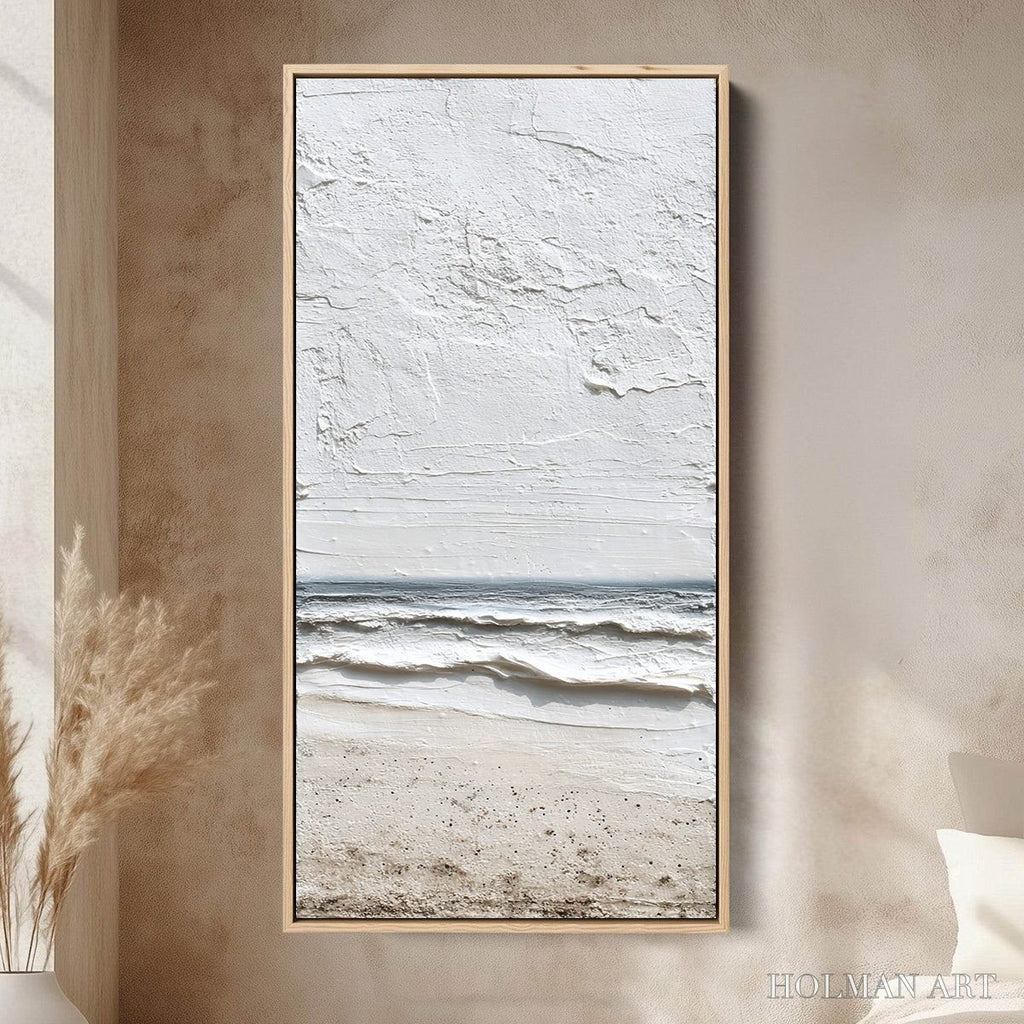 HOLMAN ART Whispering Tide – Textured Wabi Sabi Beach Scene Painting - image 2