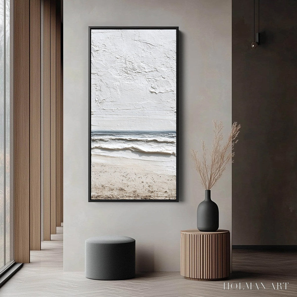 HOLMAN ART Whispering Tide – Textured Wabi Sabi Beach Scene Painting - image 4