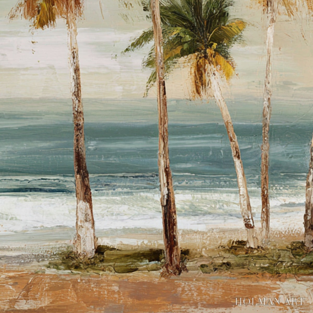 HOLMAN ART Coastal Whisper – Wabi Sabi Palm Tree Beach & Sea Painting - image 3