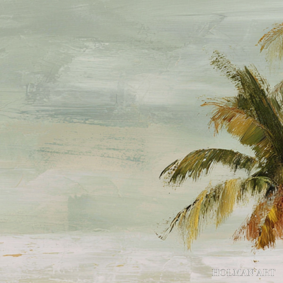 HOLMAN ART Coastal Whisper – Wabi Sabi Palm Tree Beach & Sea Painting - image 5