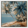 HOLMAN ART Cerulean Shore – Textured Impasto Palm Tree Beach Painting - image 1