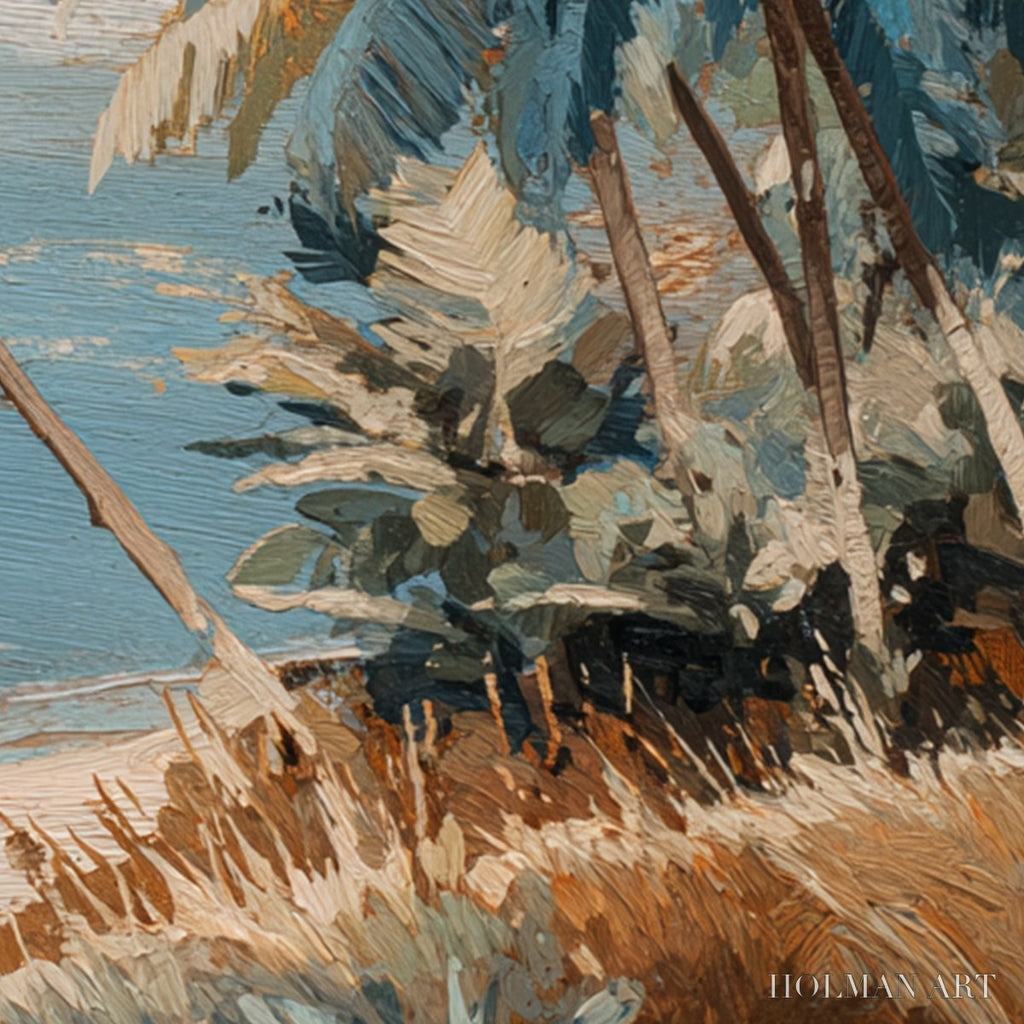HOLMAN ART Cerulean Shore – Textured Impasto Palm Tree Beach Painting - image 3