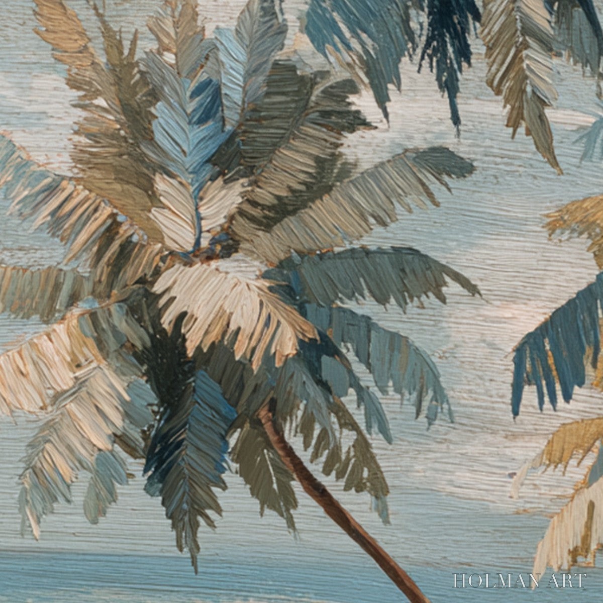 HOLMAN ART Cerulean Shore – Textured Impasto Palm Tree Beach Painting - image 5