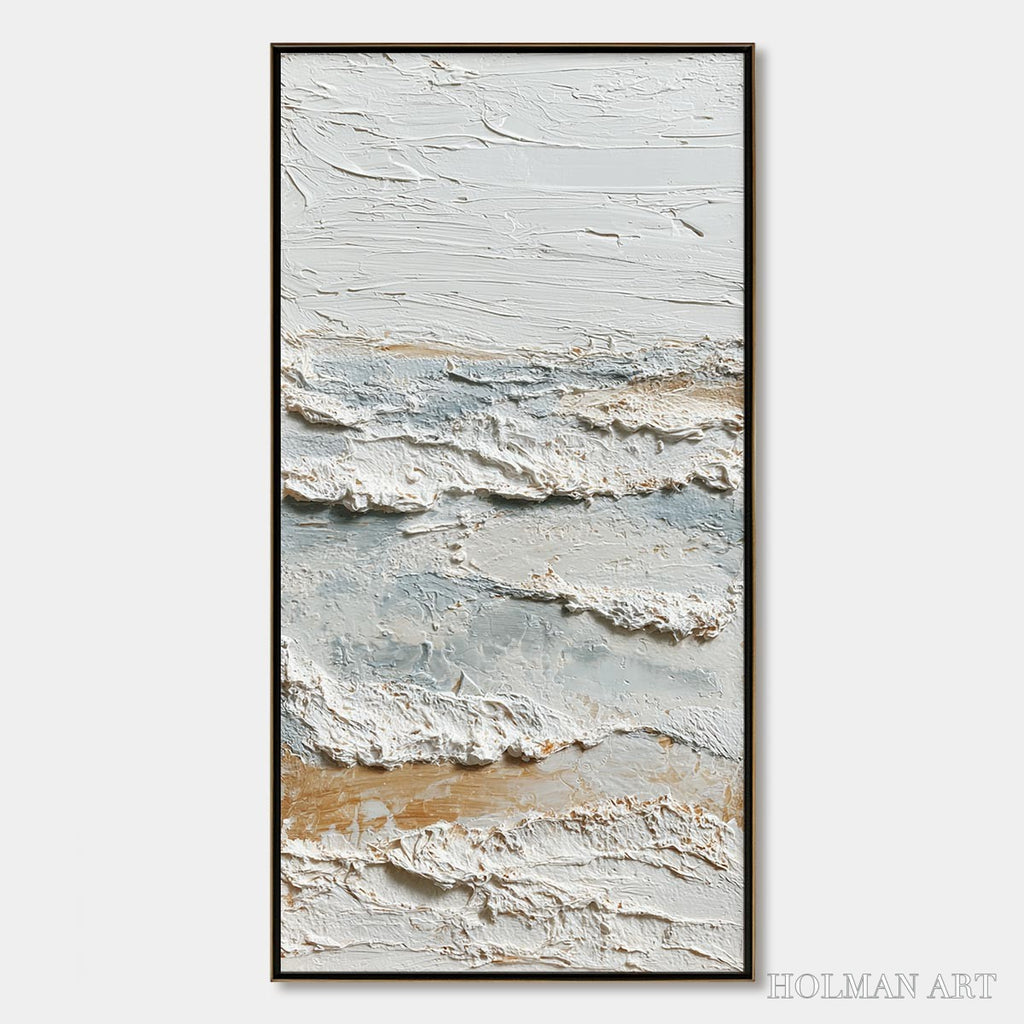 HOLMAN ART Whispering Tides – Heavily Textured Wabi Sabi Seascape Painting - image 1
