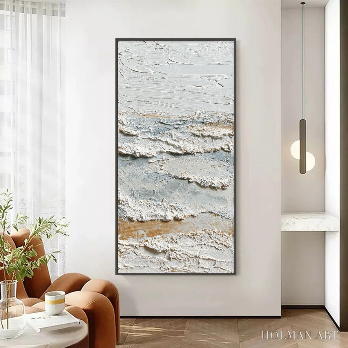 HOLMAN ART Whispering Tides – Heavily Textured Wabi Sabi Seascape Painting - image 2