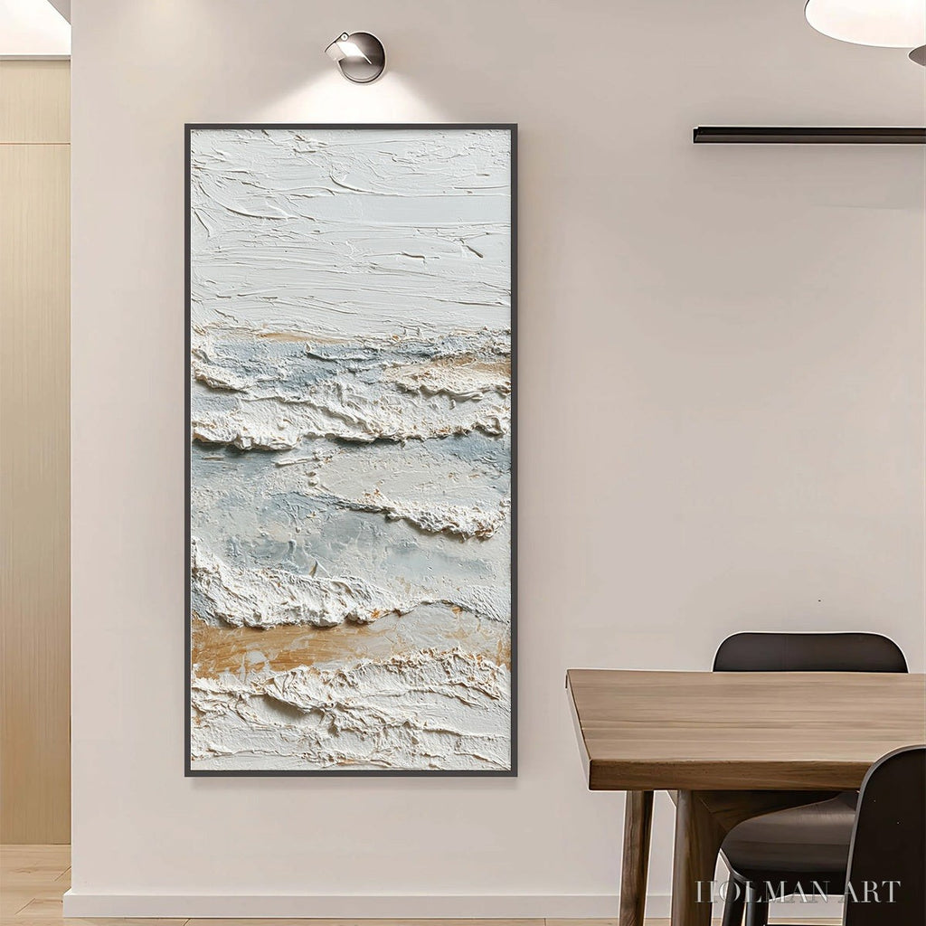 HOLMAN ART Whispering Tides – Heavily Textured Wabi Sabi Seascape Painting - image 4