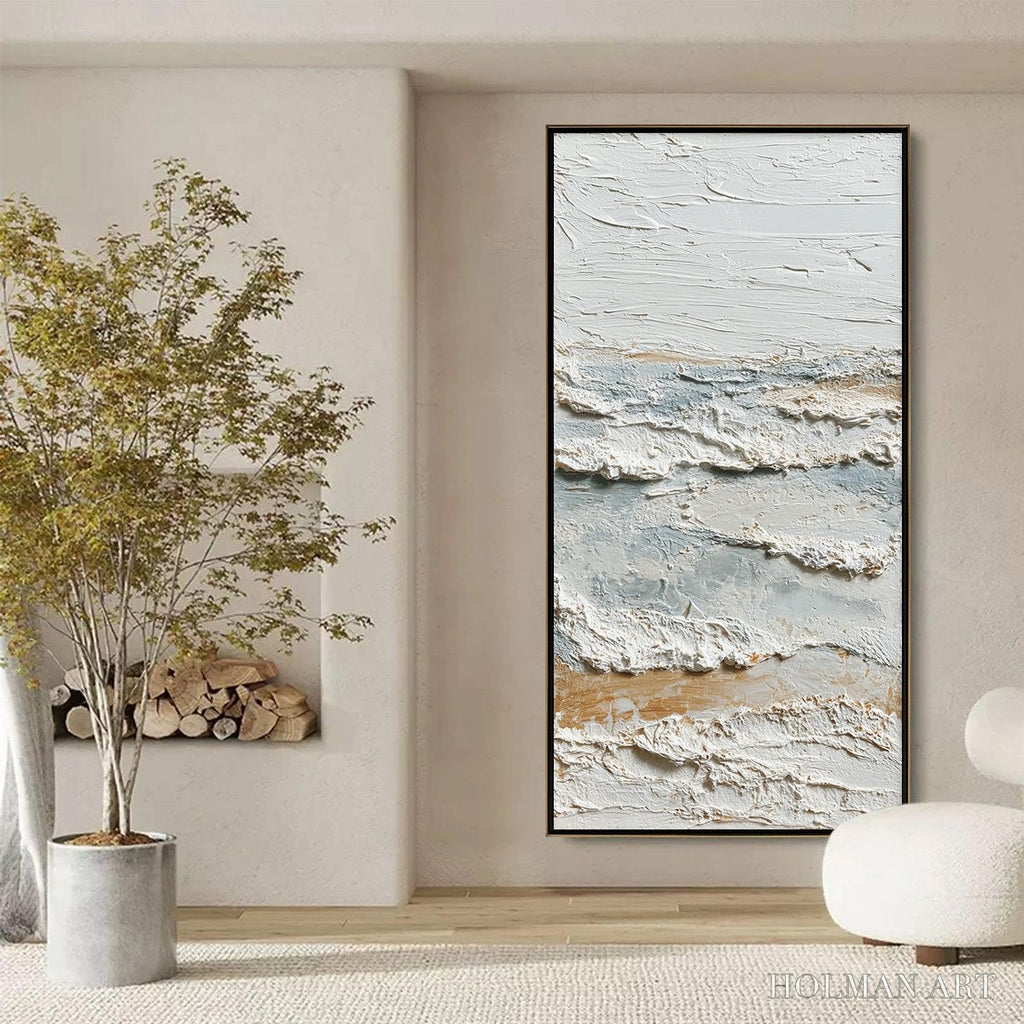 HOLMAN ART Whispering Tides – Heavily Textured Wabi Sabi Seascape Painting - image 6