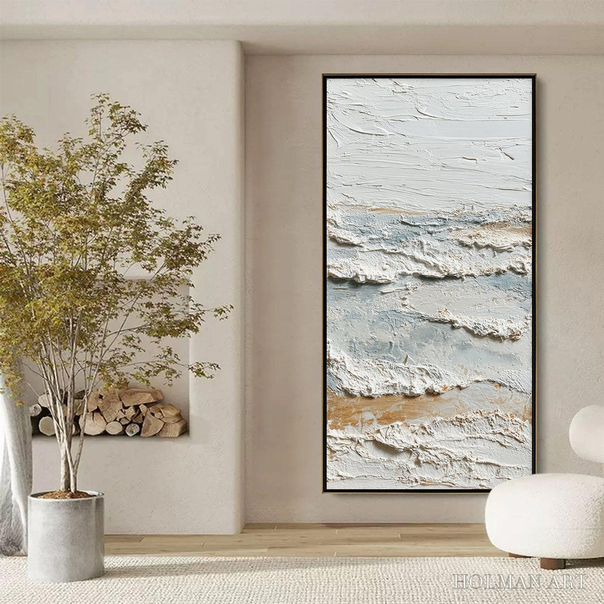 HOLMAN ART Whispering Tides – Heavily Textured Wabi Sabi Seascape Painting - image 6