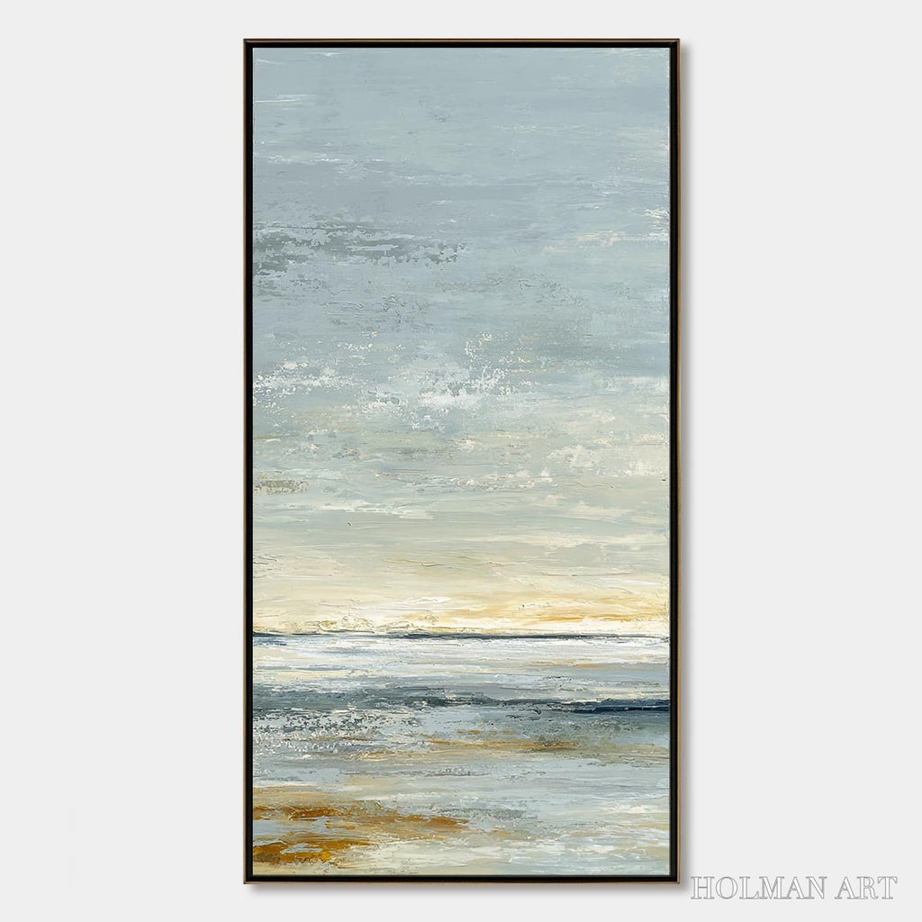 HOLMAN ART Quiet Horizon – Textured Minimalist Wabi Sabi Seascape - image 1