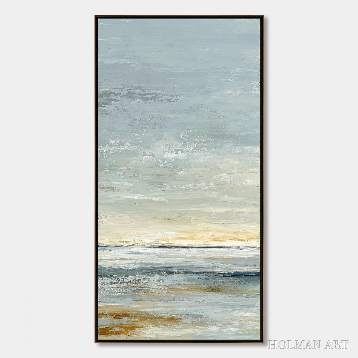 HOLMAN ART Quiet Horizon – Textured Minimalist Wabi Sabi Seascape - image 1