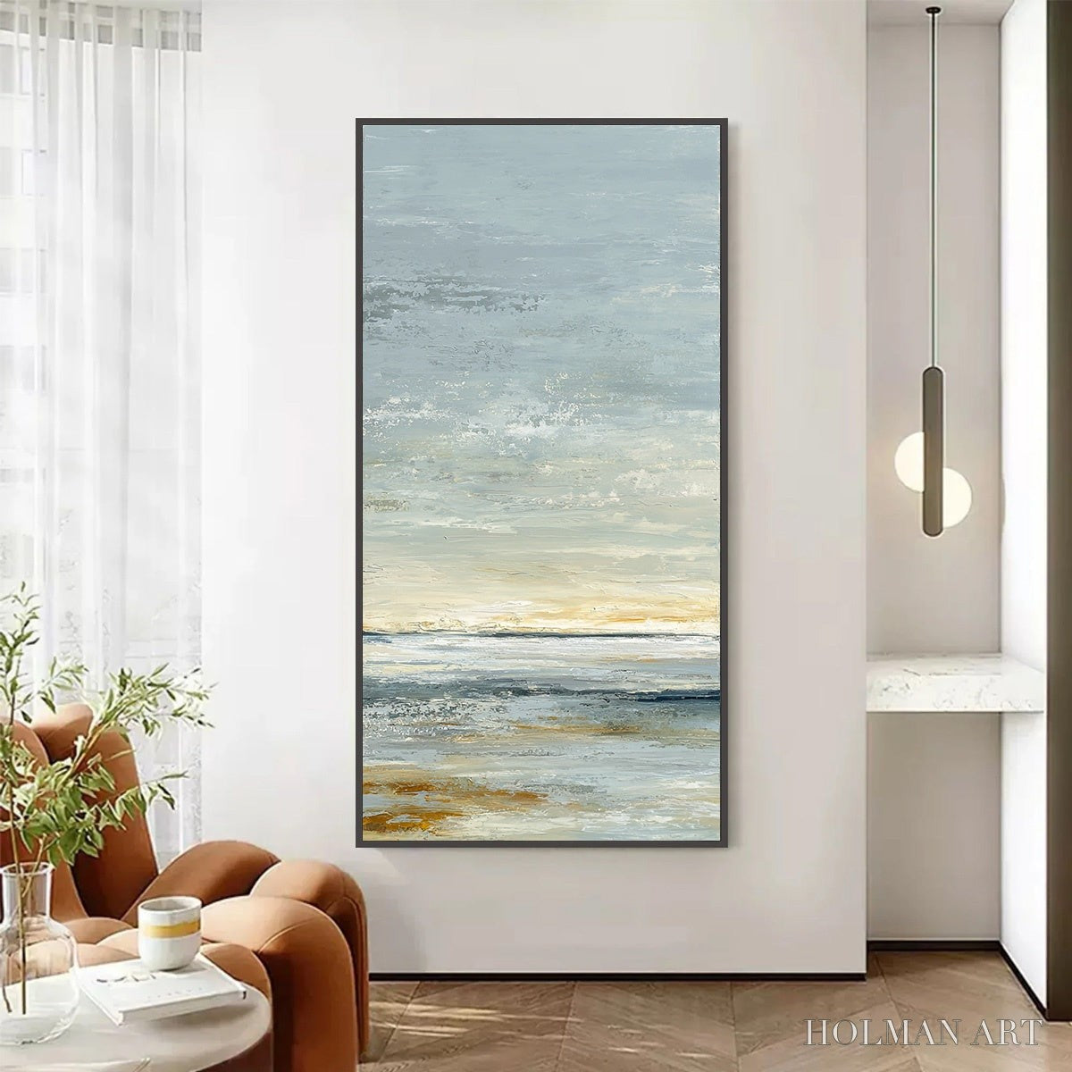 HOLMAN ART Quiet Horizon – Textured Minimalist Wabi Sabi Seascape - image 2