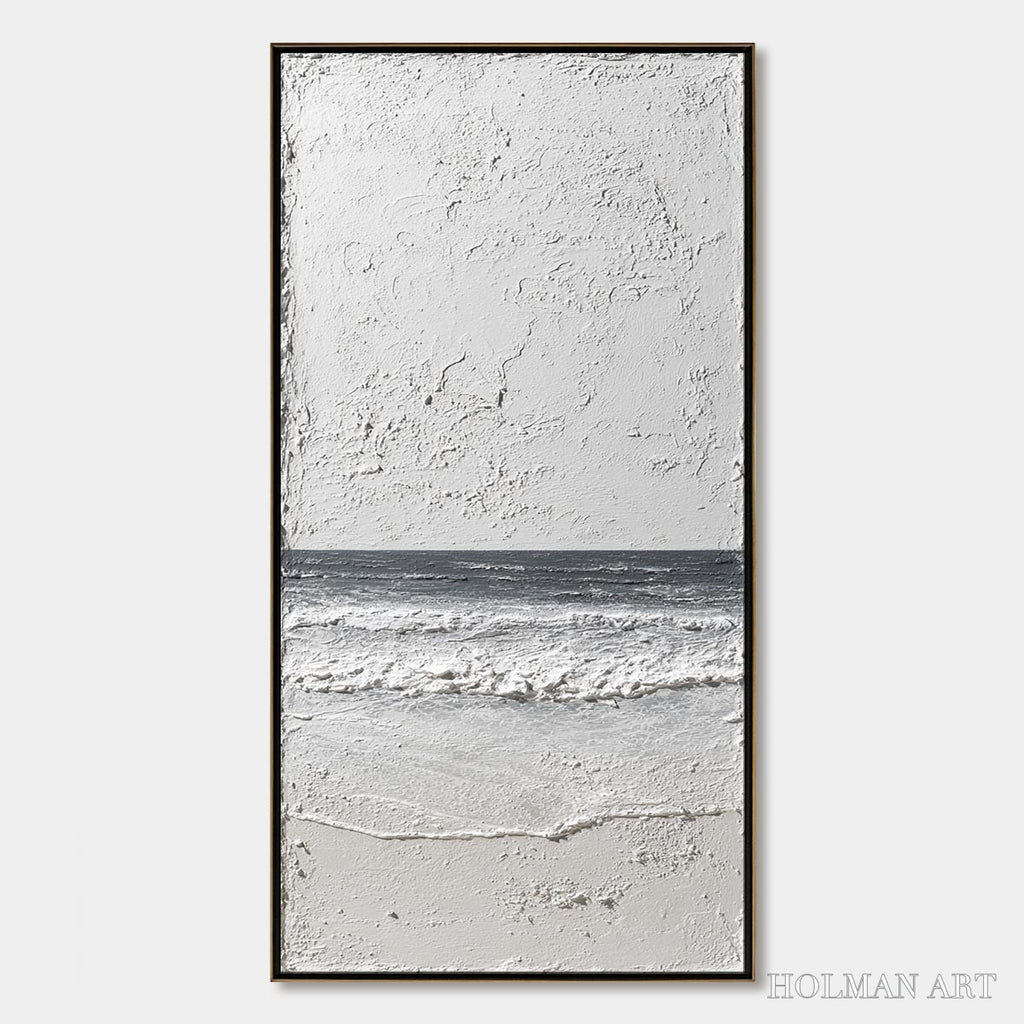 HOLMAN ART Eternal Shore – Wabi Sabi Textured Minimalist Seascape Painting - image 1