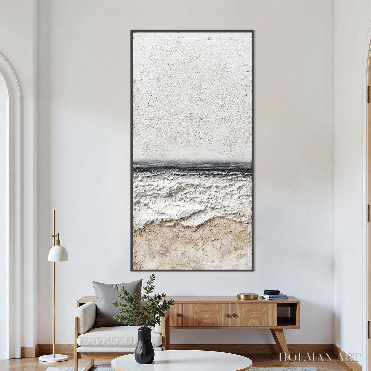 HOLMAN ART Eternal Shore – Wabi Sabi Textured Minimalist Seascape Painting - image 2