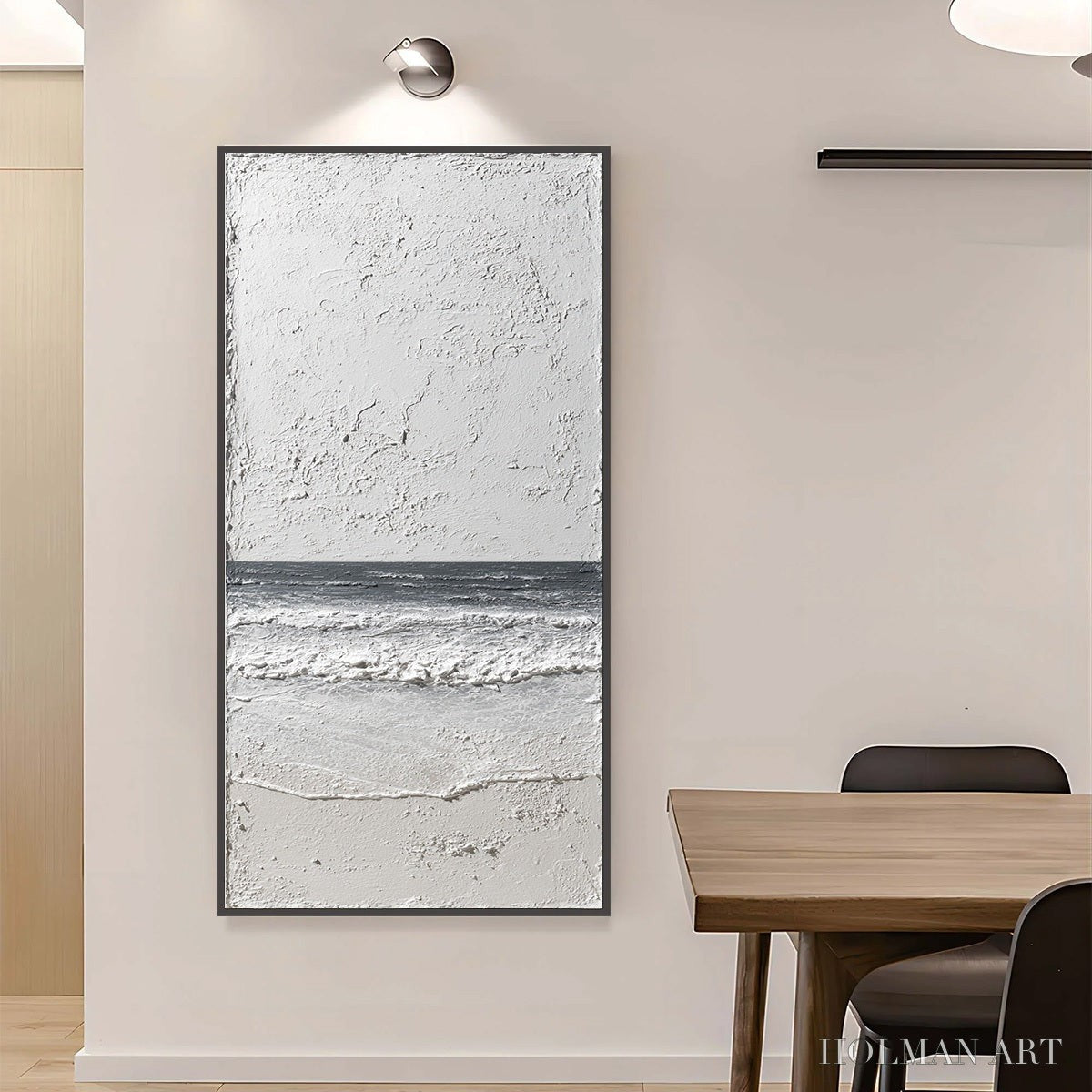HOLMAN ART Noir Horizon – Textured Minimalist Black and White Seascape - image 4