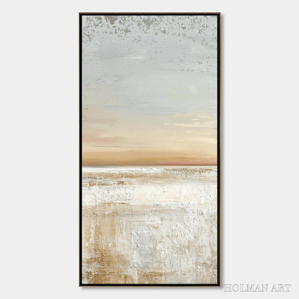HOLMAN ART Quiet Shore – Textured Wabi Sabi Minimalist Beach Painting - image 1