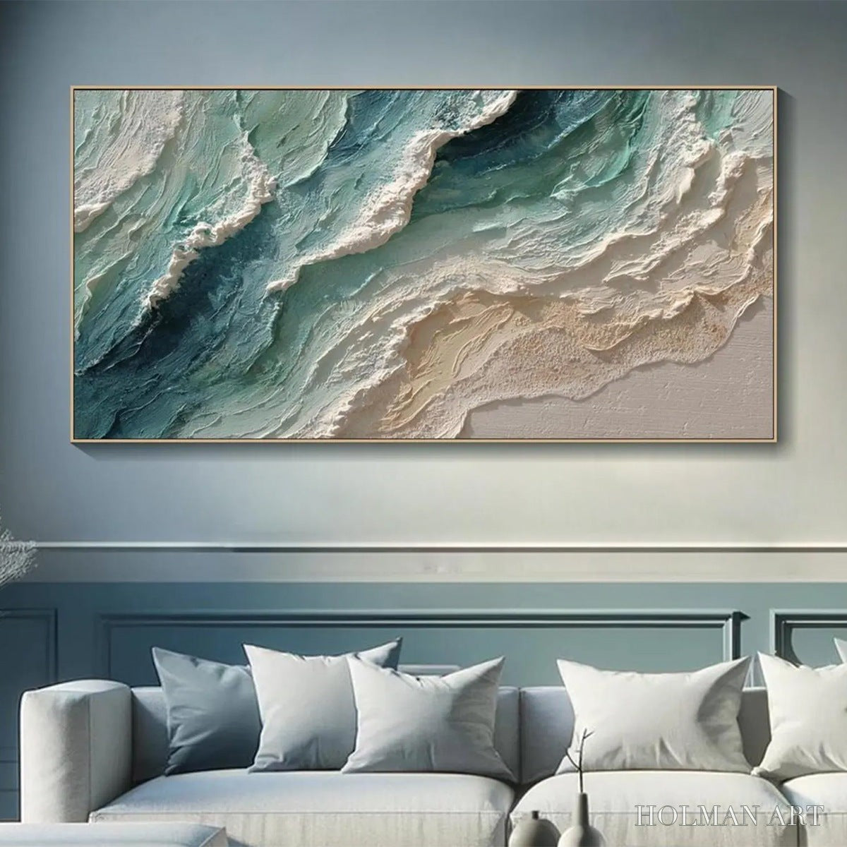 HOLMAN ART Ocean'S Breath – Textured Wabi Sabi Coastal Seascape Painting - image 2