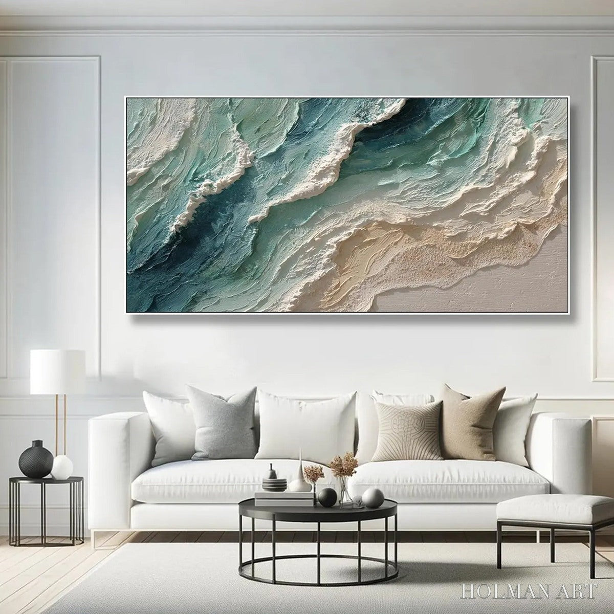 HOLMAN ART Ocean'S Breath – Textured Wabi Sabi Coastal Seascape Painting - image 4