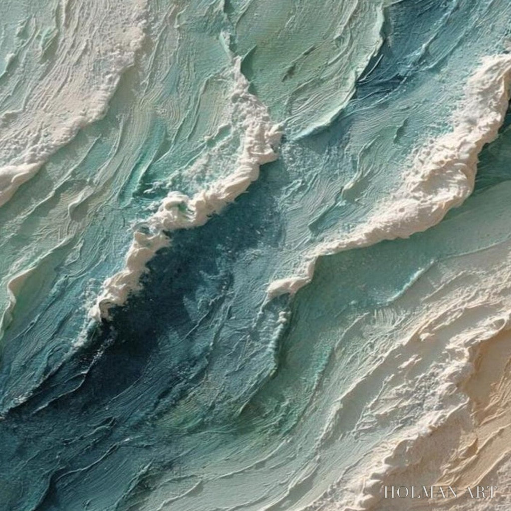 HOLMAN ART Ocean'S Breath – Textured Wabi Sabi Coastal Seascape Painting - image 5