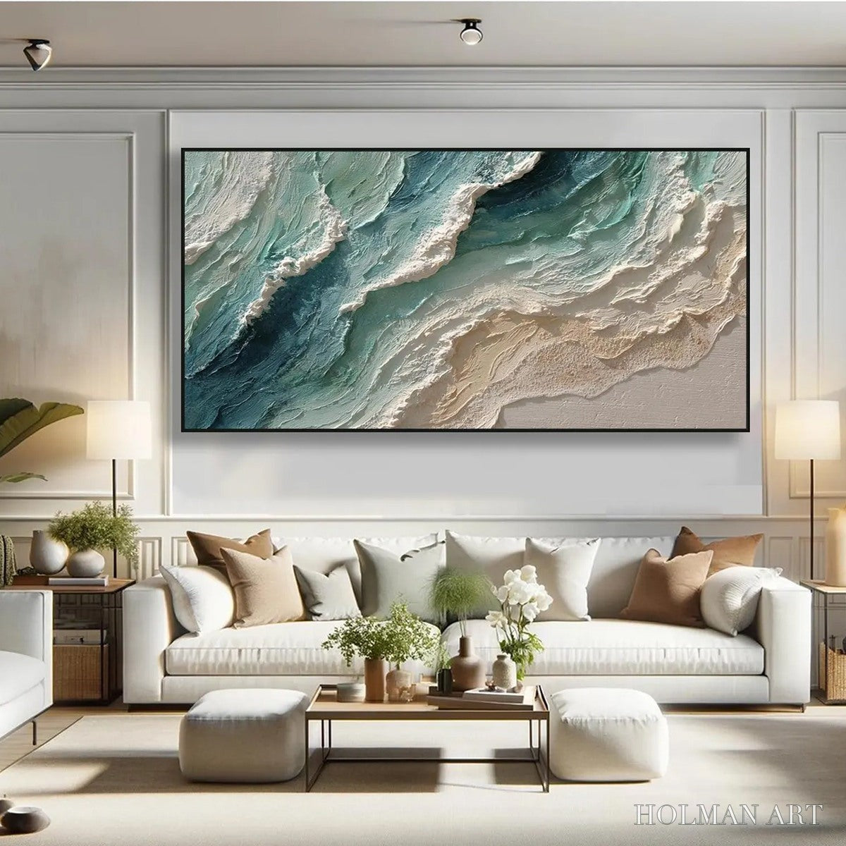 HOLMAN ART Ocean'S Breath – Textured Wabi Sabi Coastal Seascape Painting - image 6