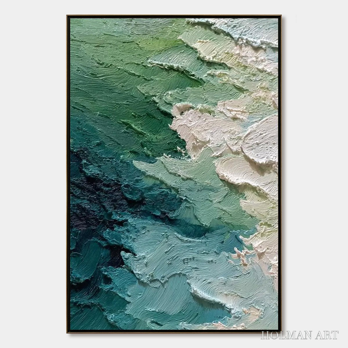 HOLMAN ART Emerald Tide – Textured Wabi Sabi Abstract Painting - image 1