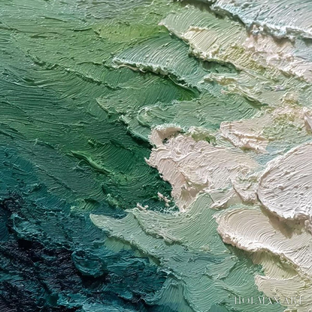 HOLMAN ART Emerald Tide – Textured Wabi Sabi Abstract Painting - image 3