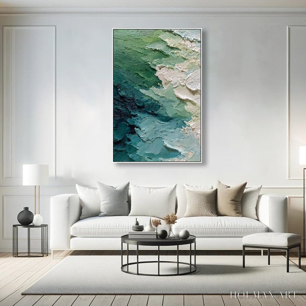 HOLMAN ART Emerald Tide – Textured Wabi Sabi Abstract Painting - image 4