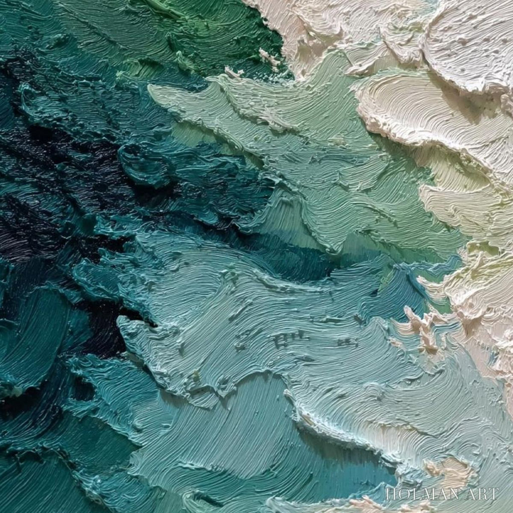 HOLMAN ART Emerald Tide – Textured Wabi Sabi Abstract Painting - image 5
