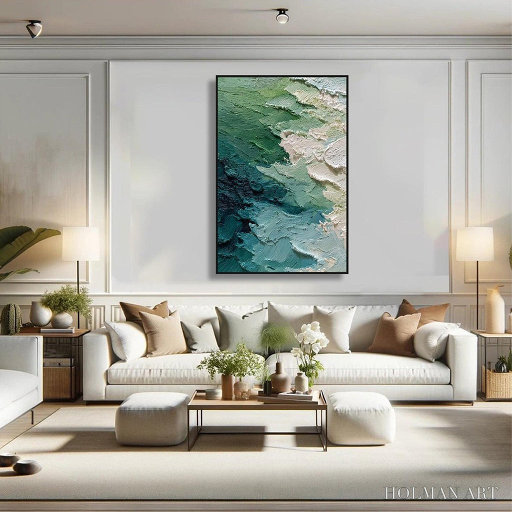 HOLMAN ART Emerald Tide – Textured Wabi Sabi Abstract Painting - image 6