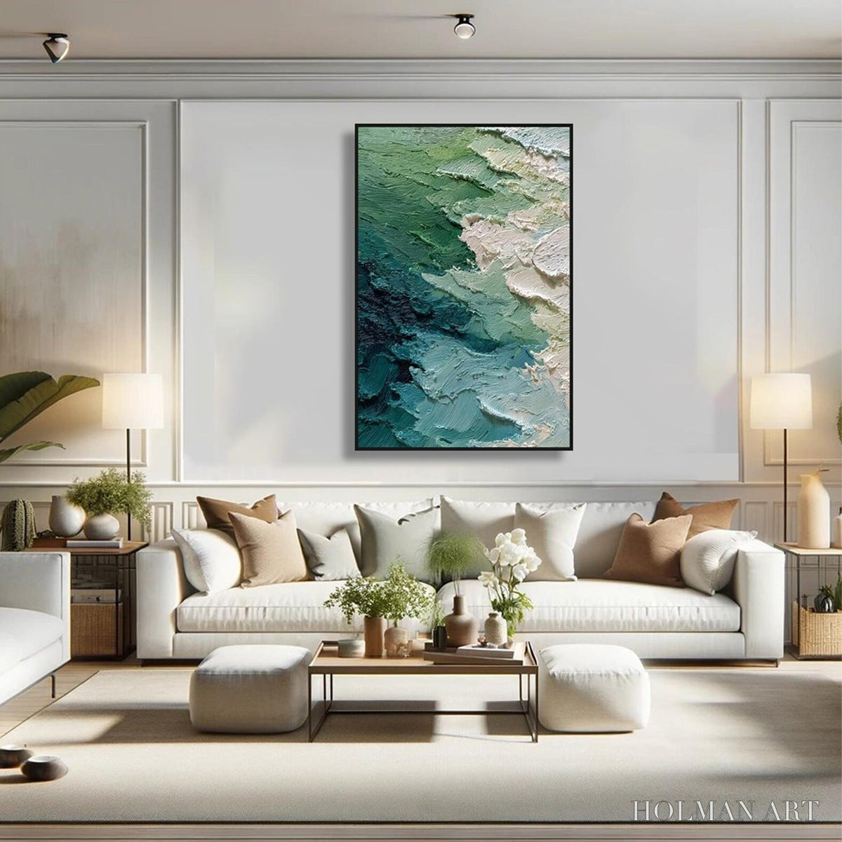 HOLMAN ART Emerald Tide – Textured Wabi Sabi Abstract Painting - image 6