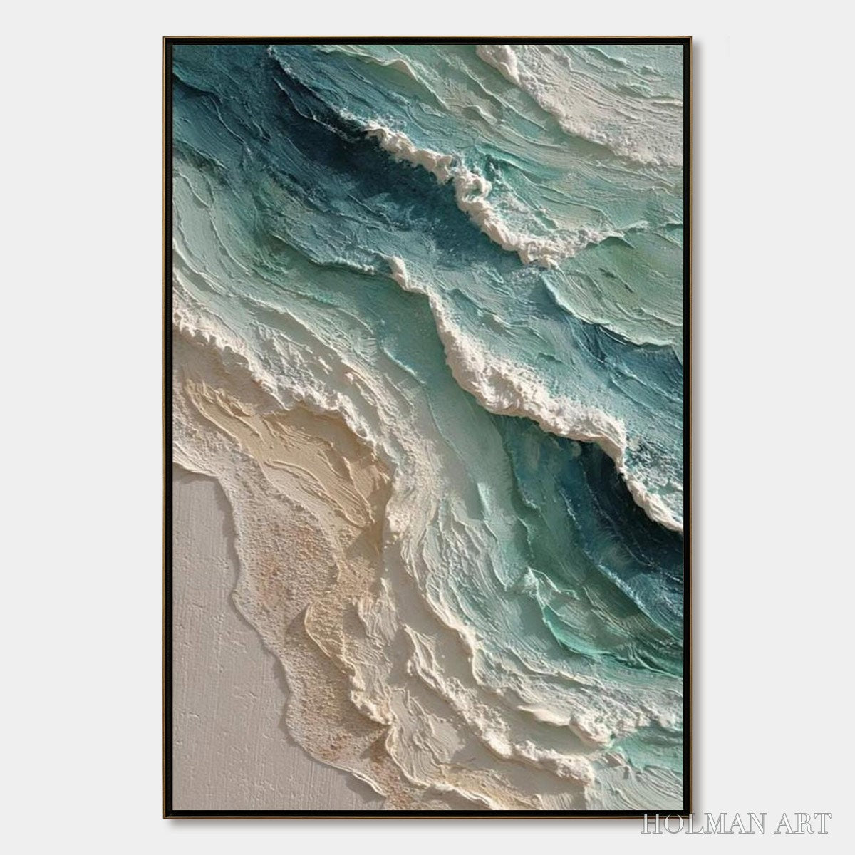 HOLMAN ART Aquamarine Rush – Textured Impasto Ocean Wave Painting - image 1